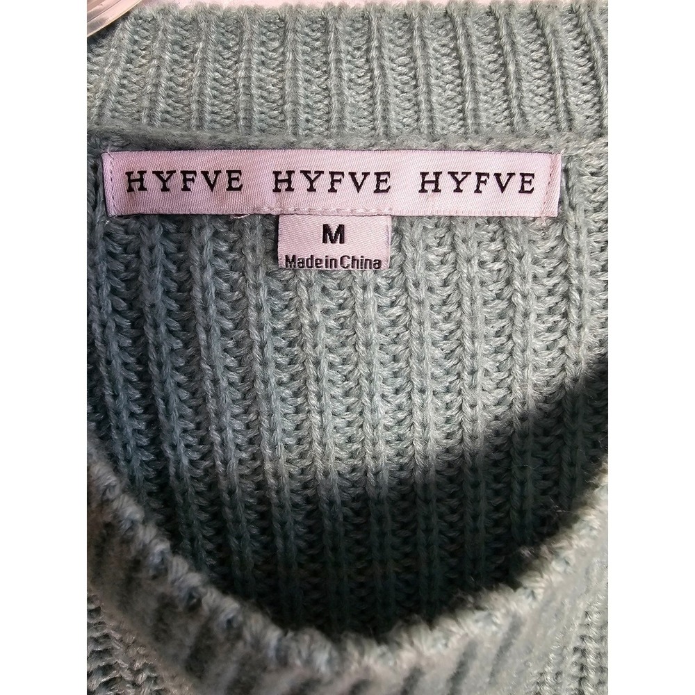 HYFVE Womens Mint Green Textured Balloon Sleeve Cropped Sweater Size Medium - Picture 3 of 4